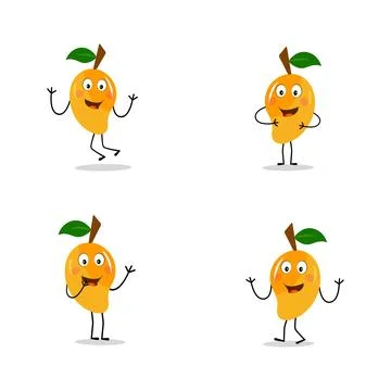 Mango character design. Kawaii mango characters vector Stock Illustration