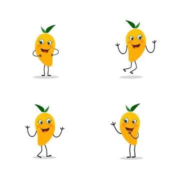 Mango character design. Kawaii mango characters vector Stock Illustration