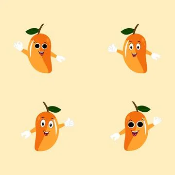 Mango character design. Kawaii mango characters vector Stock Illustration