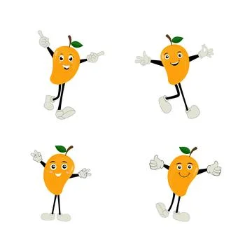 Mango character design. Kawaii mango characters vector Stock Illustration