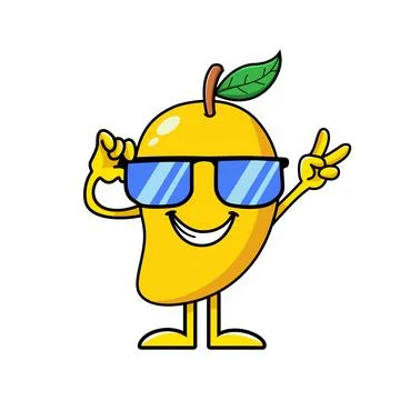 Mango cool eyeglass cartoon vector Stock Illustration