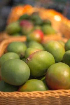 Mango on the counter of the store. Stock Photos