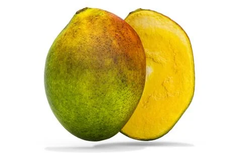 Mango, cross-section. 3d rendering with realistic texture Illustrazione stock