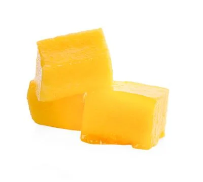 Mango cube slices isolated on a white background Stock Photos