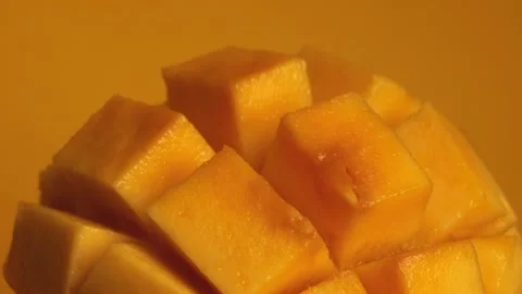 Mango cube slices, rotation in circle. juicy yellow Mango Fruit Stock Footage 269027732