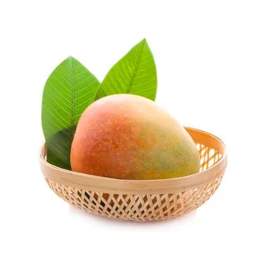 Mango cubes and slices. Isolated on a white background. Foto stock
