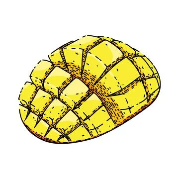 Mango cubes fruit sketch hand drawn vector 스톡 일러스트