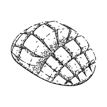 Mango cubes fruit sketch hand drawn vector Stock Illustration