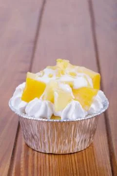 Mango cupcake with coconut milk.. Stock Photos