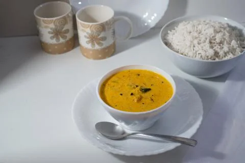 Mango curry with white rice Foto stock