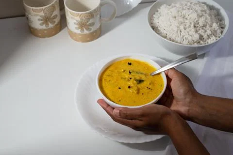 Mango curry with white rice Stock Photos