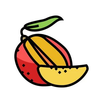 Mango cut slice leaf color icon vector illustration Ilustración de archivo