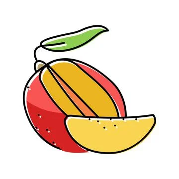 Mango cut slice leaf color icon vector illustration Ilustración de archivo