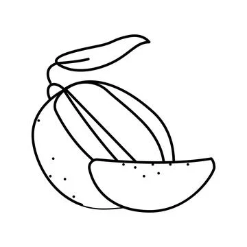 Mango cut slice leaf line icon vector illustration Ilustración de archivo