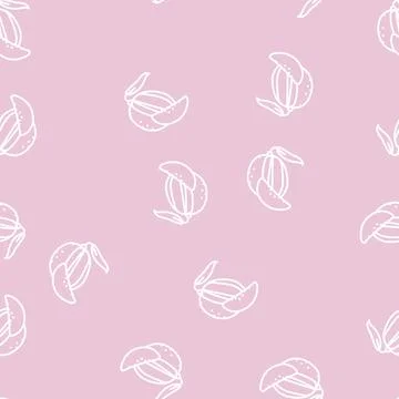 Mango cut slice leaf line seamless pattern Stock Illustration