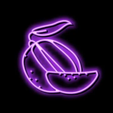 Mango cut slice leaf neon glow icon illustration Stock Illustration