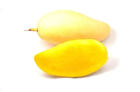 Mango cut on white background Stock Photos