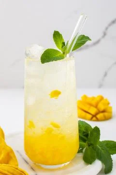 Mango drink with ice Stock Photos