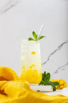 Mango drink with ice Stock Photos