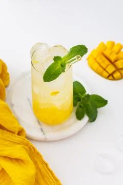 Mango drink with ice Stock Photos