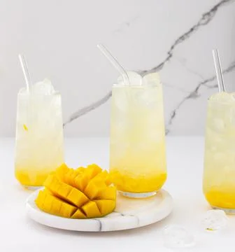 Mango drinks with ice Stock Photos