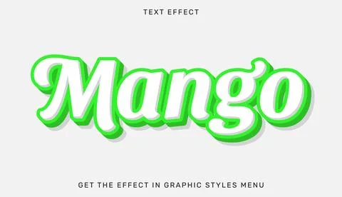 Mango editable text effect in 3d style Stock Illustration