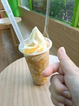 Mango es cream on the table Stock Photos