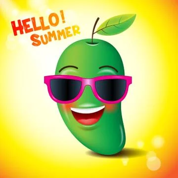 Mango, face,emojis,emotion, hello summer, vector illustration. Stock Illustration
