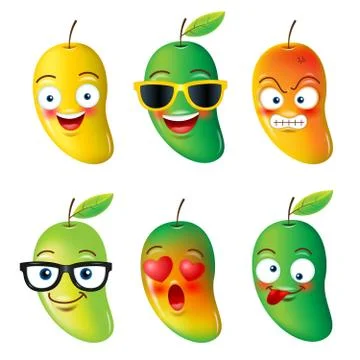 Mango, face,emojis,emotion, hello summer, vector illustration. 스톡 일러스트