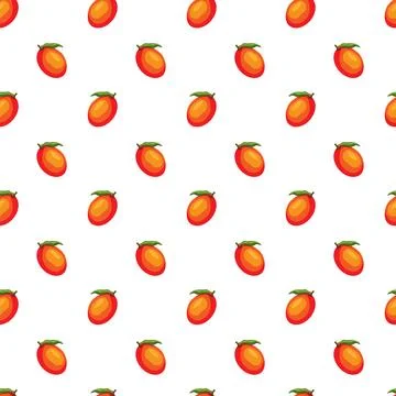 Mango flat seamless pattern on white background. Stock Illustration
