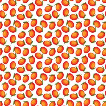 Mango flat seamless pattern on white background. イラスト素材