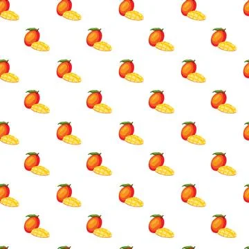 Mango flat seamless pattern on white background. イラスト素材
