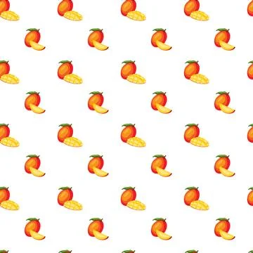 Mango flat seamless pattern on white background. Stock Illustration