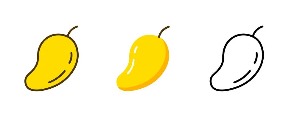 Mango flat vector fruit icon. Simple label cartoon mango line design icon Stock Illustration