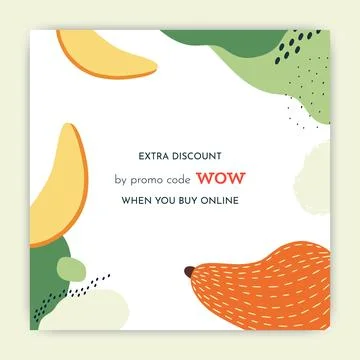 Mango frame. Abstract background for social media, tropical fruits summer sale Stock Illustration