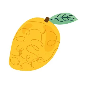 Mango fresh fruit doodle style icon Stock Illustration