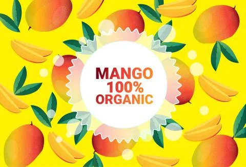 Mango fruit colorful circle copy space organic over fresh fruits pattern イラスト素材