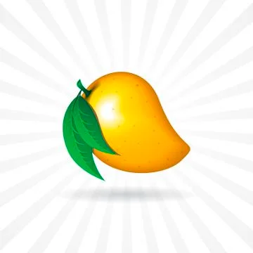 Mango fruit contour abstract on light grey radiating lines background Illustrazione stock