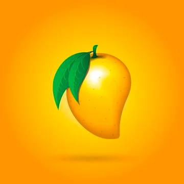 Mango fruit contour abstract on orange gradient background Stock Illustration