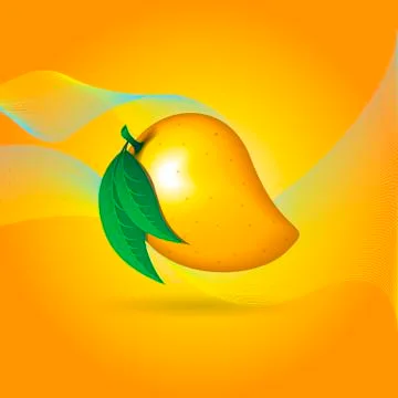 Mango fruit contour abstract on orange background with flairs Stock-Illustration