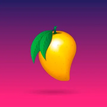 Mango fruit contour abstract on pink blue gradient background Illustrazione stock