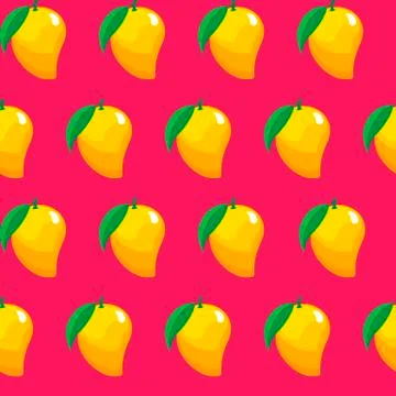 Mango fruit contour abstract seamless pattern on pink background Stock-Illustration