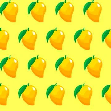 Mango fruit contour abstract seamless pattern on light yellow Illustrazione stock