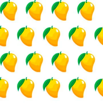 Mango fruit contour abstract seamless pattern on white background Stock Illustration