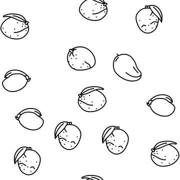 Mango fruit fresh leaf yellow vector seamless pattern Illustrazione stock