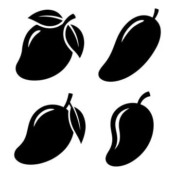 Mango fruit icon silhouette vector illustration collection Stock Illustration