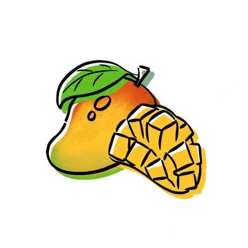 Mango fruit illustration lineart  Stock Illustration