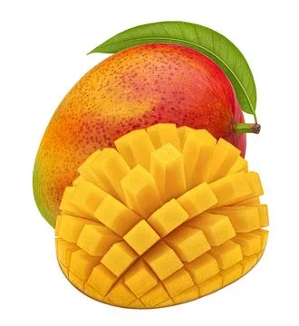 Mango fruit isolated on white background with clipping path Stock Photos