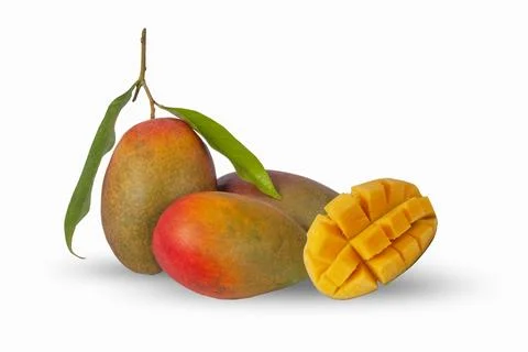 Mango fruit isolated on white background with clipping path and full depth .. Stock Photos