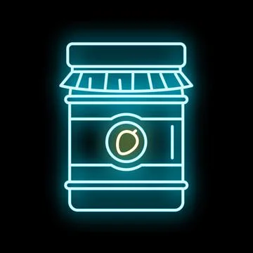 Mango fruit jam preserve neon glow sign Stock Illustration